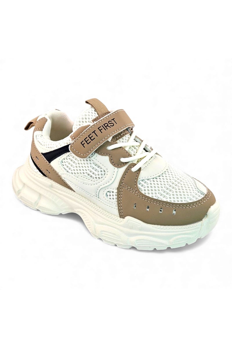 Feet First Bolt Flow Kids Lightweight Sports Sneakers 86-894-46 Beige/Khaki/Black - Image 2