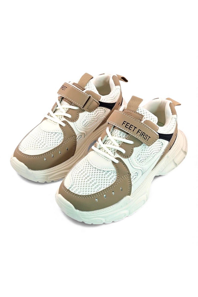 Feet First Bolt Flow Kids Lightweight Sports Sneakers 86-894-46 Beige/Khaki/Black - Image 3