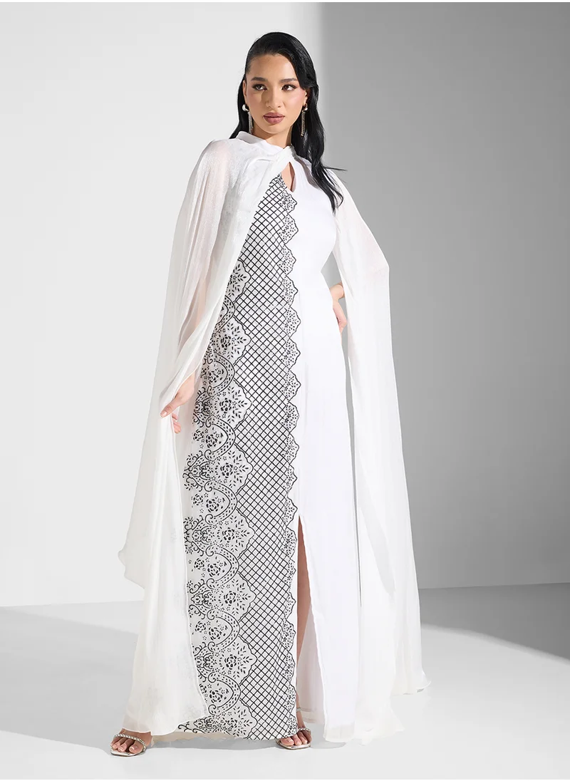 Namshi x Embellished Dress With Exaggerated Sleeves