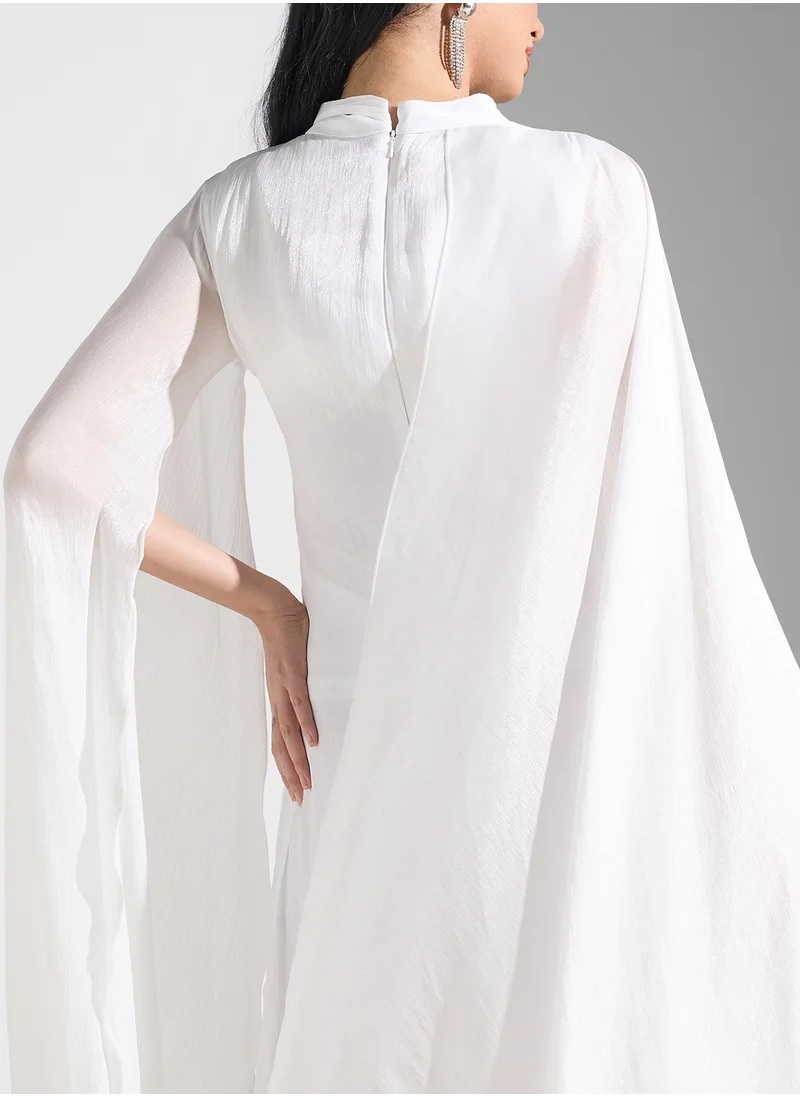 نمشي x Embellished Dress With Exaggerated Sleeves