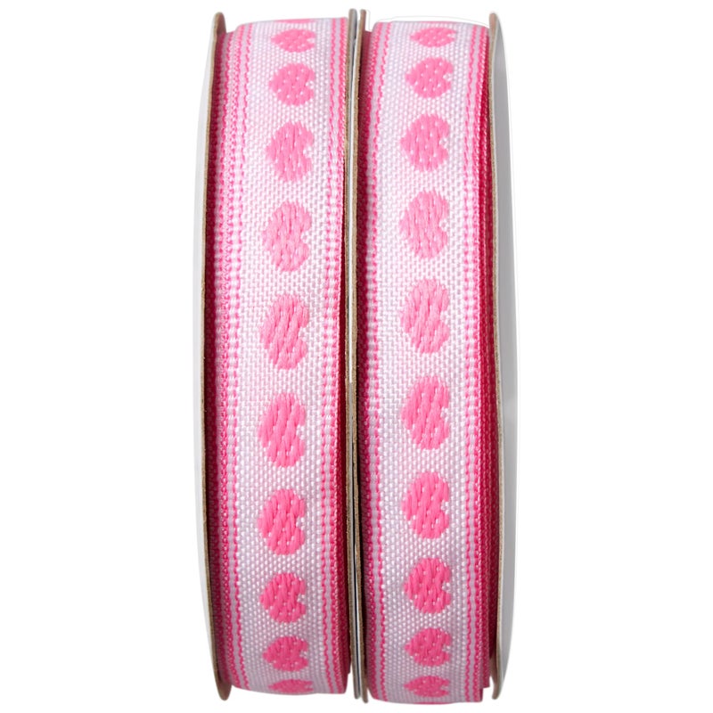Offray 453825 .5" Wide Craft Ribbon Ribbon for Gift Wrapping, Decoration, and Crafts, Two Pack of 6-Yard Spools, Pink Heart Pattern - Image 2