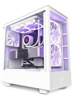NZXT H5 Elite ATX Mid Tower Case, Up to 240mm Radiator, 6x 120mm Fan Support, Tempered Glass Front Panel & Built-in RGB, Intuitive Cable Management, 2.5”/3.5” Drive Bays, White | CC-H51EW-01  - Image 1