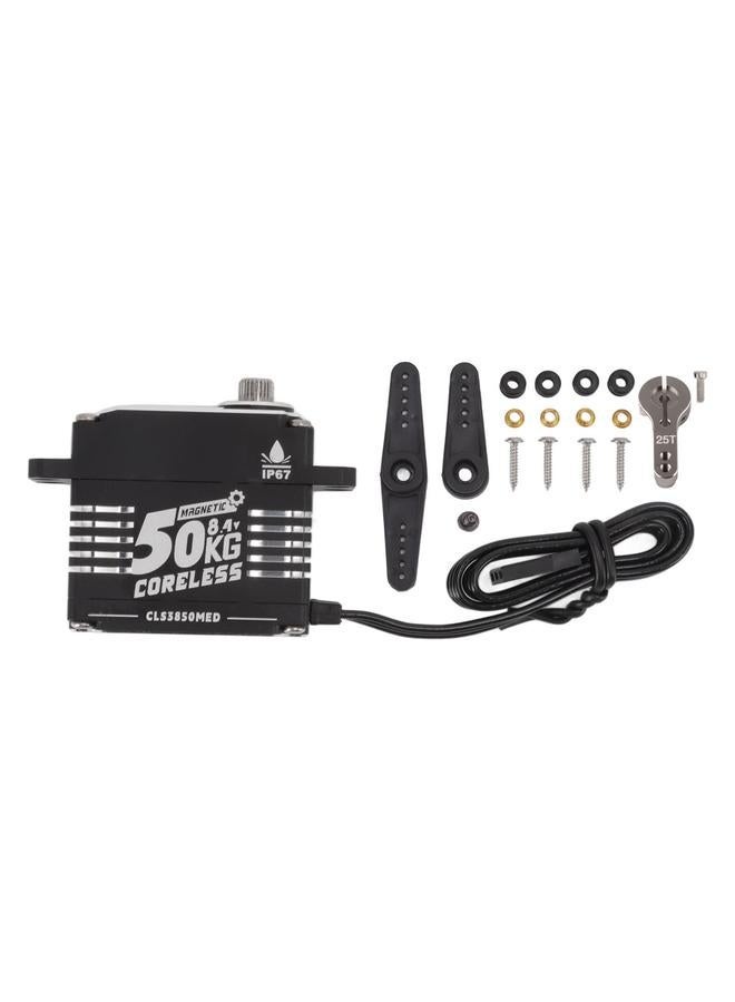 FLASH HOBBY Coreless Servo High Torsion 50KG Programmable Waterproof RC Gear Steering for Robot 180°(±5°)