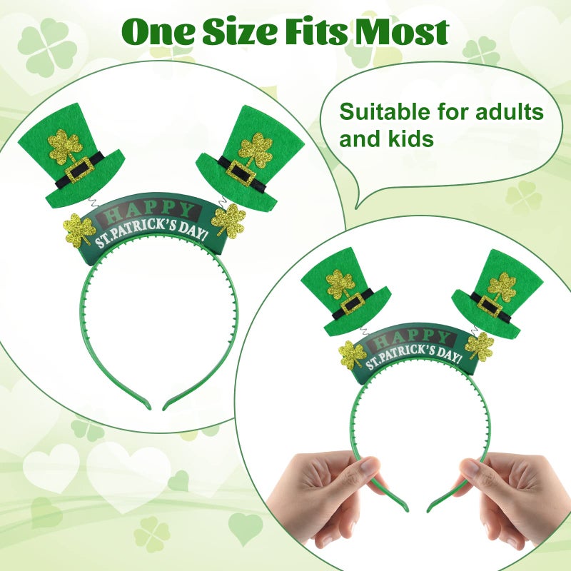 Fudragtn 9PCS St Patricks Day Headband,St.Patrick'S Day Green Shamrock Clover Headband for Women Girls Hair Accessories Headwear - Image 4