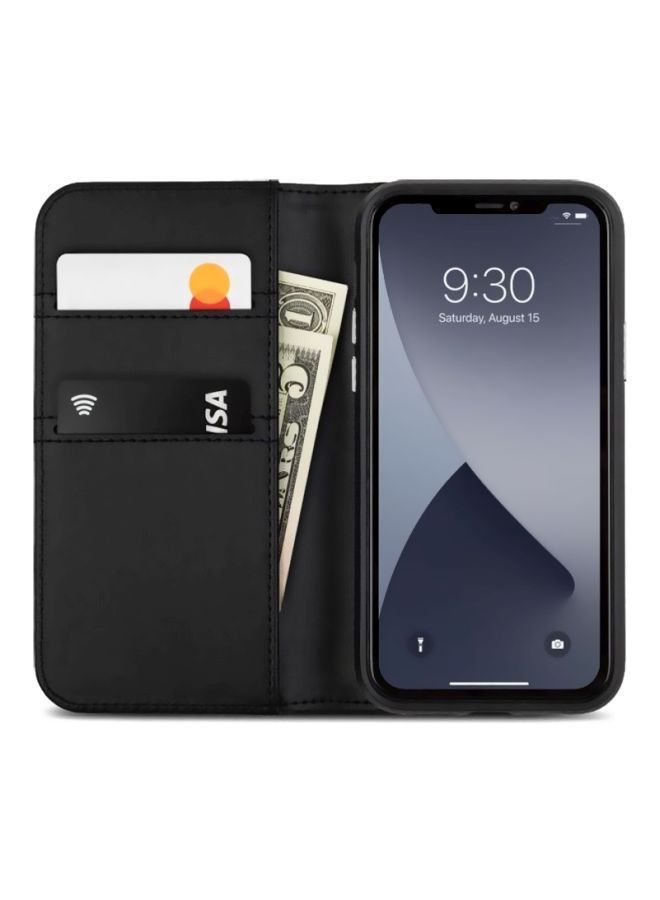 NIBEMINENT 3-In-1 Leather Case For iPhone 12 Mini Black - Image 2