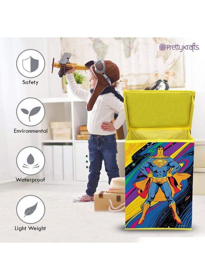 PrettyKrafts Fabric Superman Toys Organizer (Set of 2 Pieces), Storage Box for Kids, with Top Lid, Big, Rectangular, Blue - Image 5