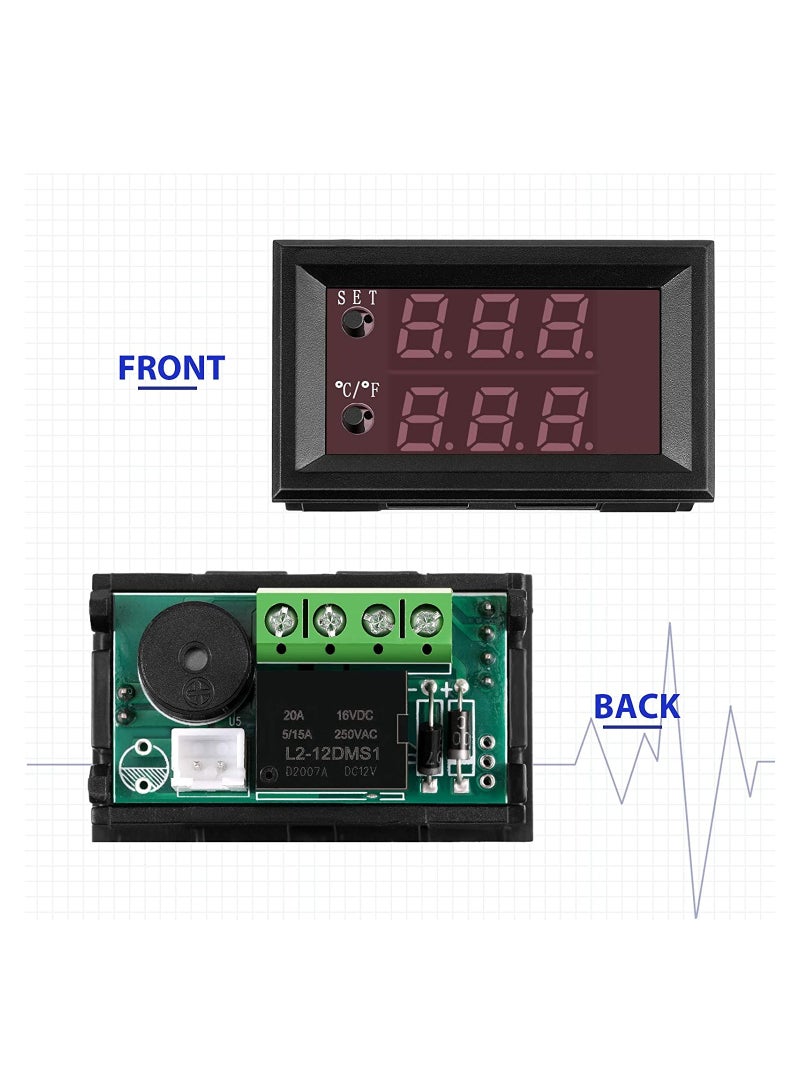 SYOSI 12V Electronic Temperature Controller Programmable -50 to 110 Degree Celsius Heating/Cooling Thermostat Control Switch Module NTC Waterproof Sensor Probe Dual Color LED Display Monitor (4 Pcs) - Image 3