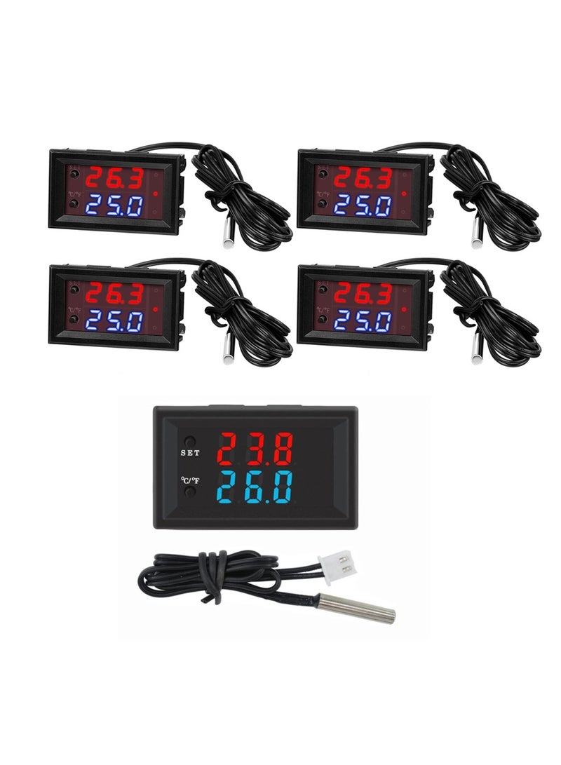 SYOSI 12V Electronic Temperature Controller Programmable -50 to 110 Degree Celsius Heating/Cooling Thermostat Control Switch Module NTC Waterproof Sensor Probe Dual Color LED Display Monitor (4 Pcs) - Image 1