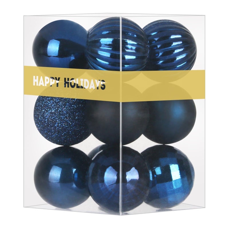 GameXcel Navy Blue 1.6"" Small Christmas Balls Christmas Tree Decoration Ornaments Shatterproof Hanging Balls for Birthday Halloween Holiday Wedding Decorations Set of 12pcs - Image 1