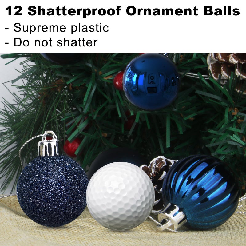 GameXcel Navy Blue 1.6"" Small Christmas Balls Christmas Tree Decoration Ornaments Shatterproof Hanging Balls for Birthday Halloween Holiday Wedding Decorations Set of 12pcs - Image 3