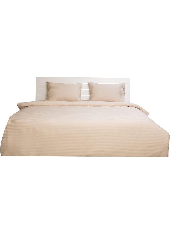 Hotel Linen Klub Hotel Linen Klub Double Duvet Cover - 1 Piece, Luxurious 100% Cotton Sateen with 250 Thread Count, Stylish Classic Stripe Pattern with Button Closure, Size: 225 x 245 cm, Elegant Ivory Aesthetic  - Image 4