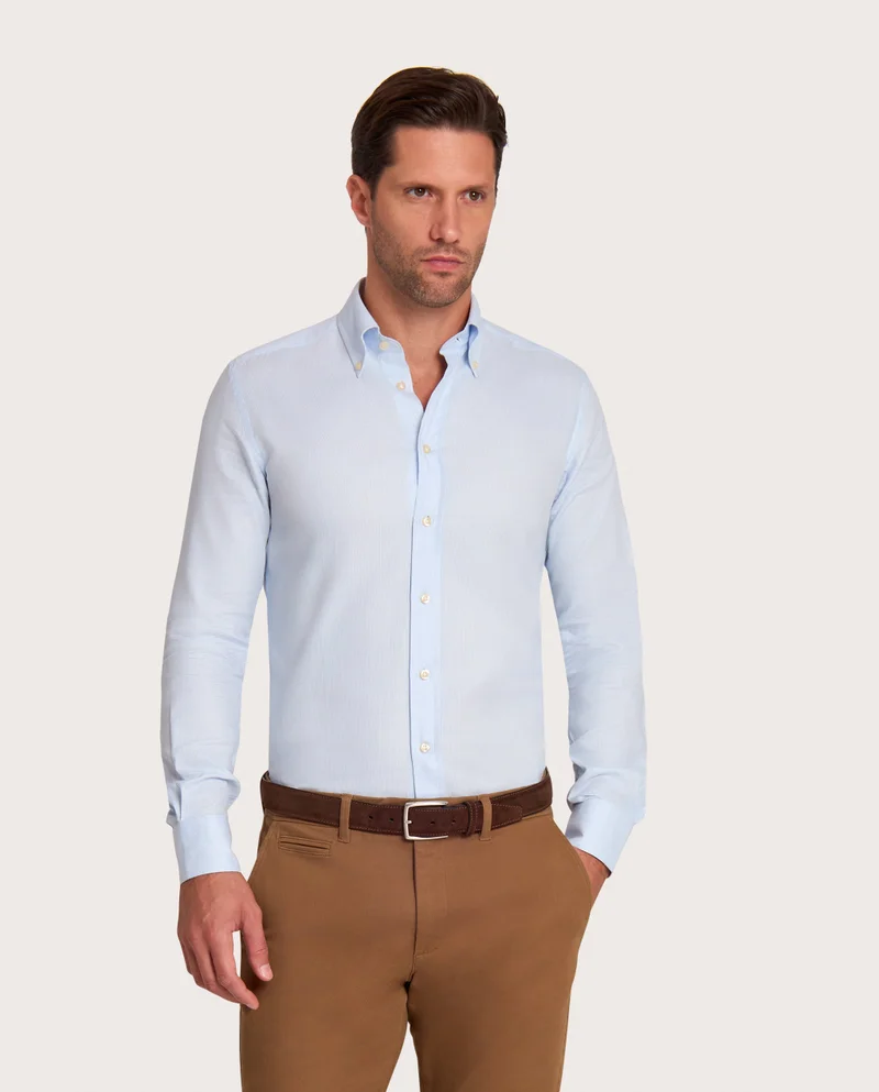 كاميتشسما Classic Light Blue Dobby Extra Slim Fitted Shirt