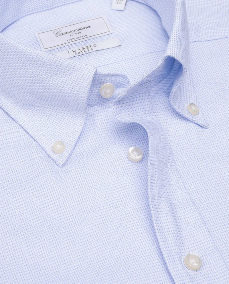 كاميتشسما Classic Light Blue Dobby Extra Slim Fitted Shirt