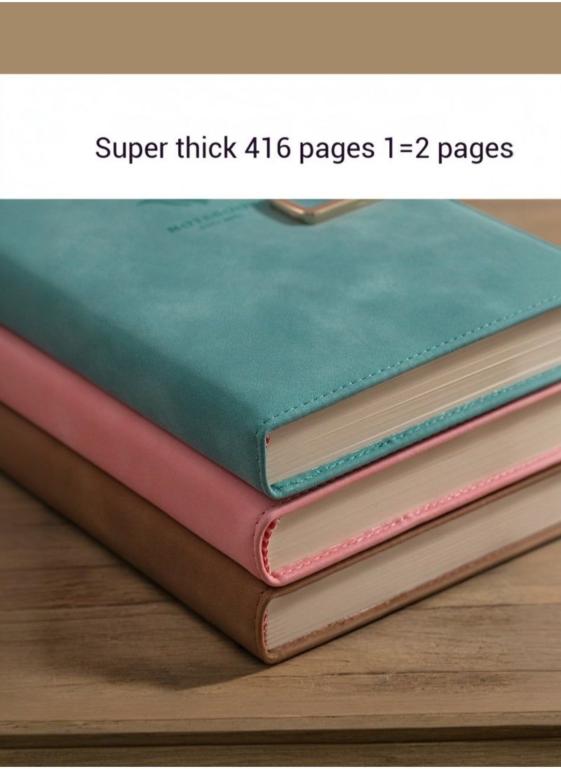 Sweet seven 416P Super Thick Business Notebook A5 Buckle Sheepskin Notepad with Deer Head Design -  PU Leather Hardcover Journal, Diary - Perfect Gift （Algae Green）  - Image 4