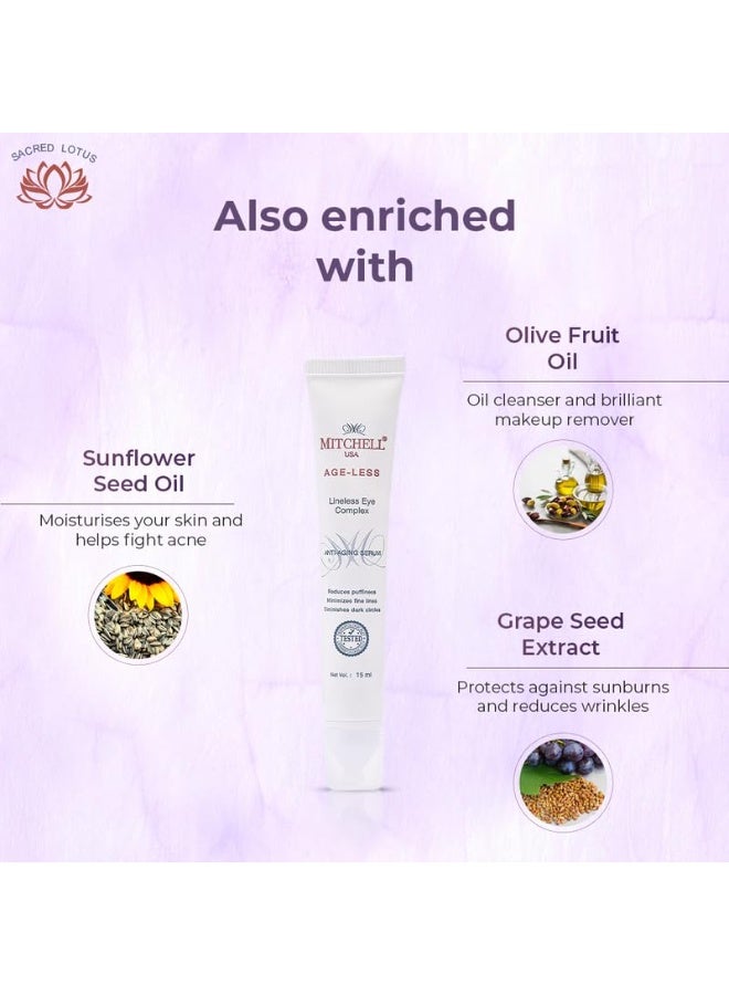 MITCHELL USA Lineless Eye Complex, Anti-Aging Under Eye Serum For Dark Circles and Puffiness (15 ml) - Image 4