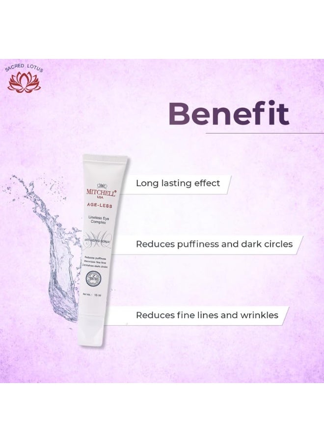 MITCHELL USA Lineless Eye Complex, Anti-Aging Under Eye Serum For Dark Circles and Puffiness (15 ml) - Image 5