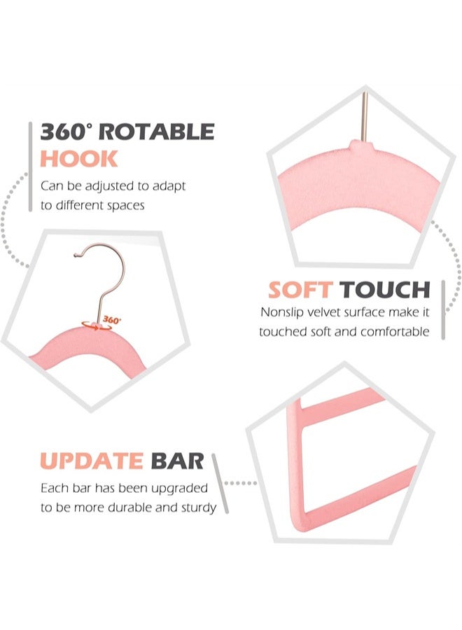 HOMESTAR 4 Pack Velvet Pant Hangers, Space Saving, Non Slip Velvet Hangers, Velvet Hangers Multi Layer Clothes Hangers, Closet Organizer for Pants, Jeans, Trousers, Scarf, Pink - Image 5