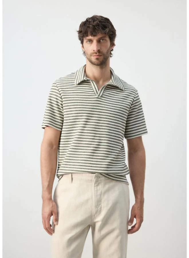 مانجو مان Regular fit textured stripe polo