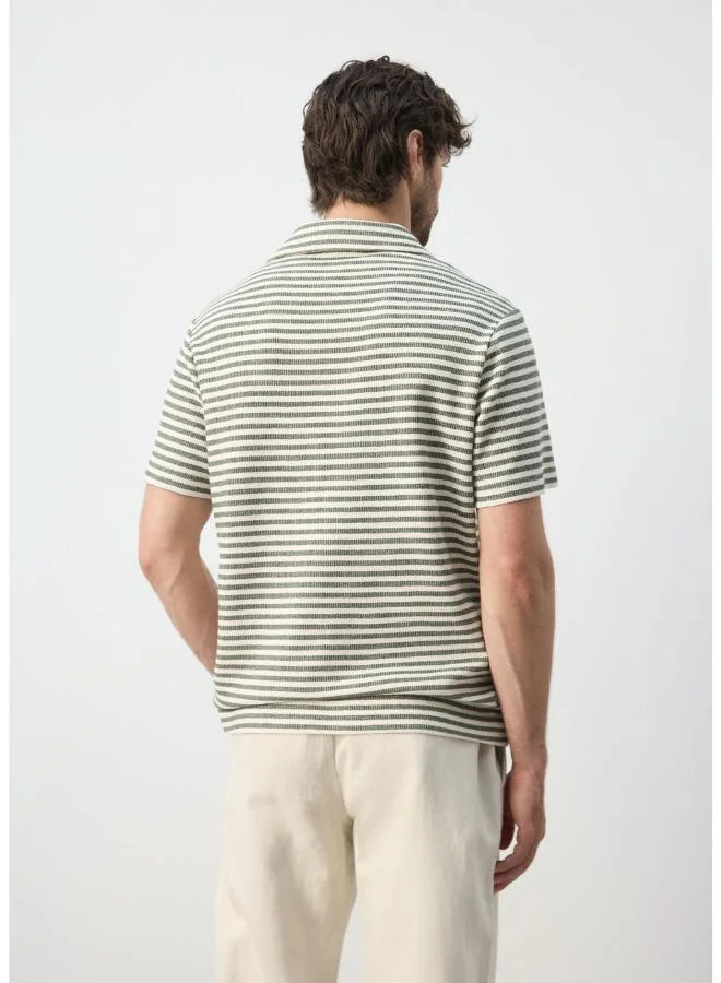 مانجو مان Regular fit textured stripe polo