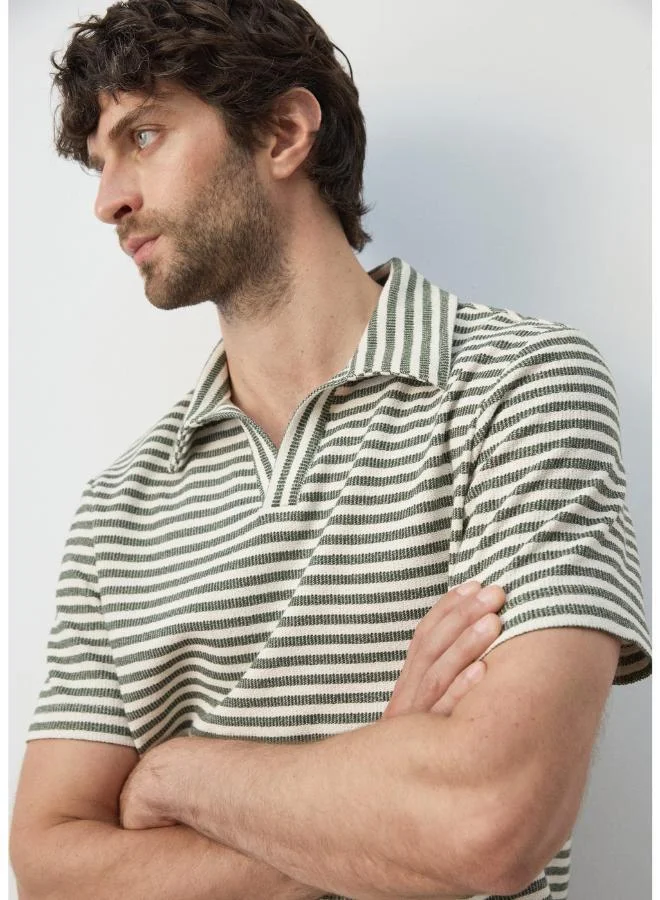 Mango Man  Regular fit textured stripe polo for Men | Best Price UAE