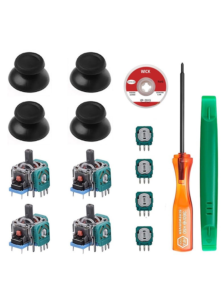 Analog Joystick for Sony controller PS4 / PS4 Slim / PS4 Pro, 4 analog joysticks, 4 thumbsticks, 4 ohm potentiometer, with repair kit - Image 1