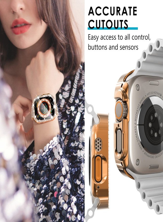 WINGLE [6+6-Pack Compatible with Apple Watch Ultra 2 Case 49 mm with Tempered Glass Screen Protector, Bling Protective Face Cover Crystal Diamond Covers Rhinestone Bumper for Apple Watch iWatch - Image 5