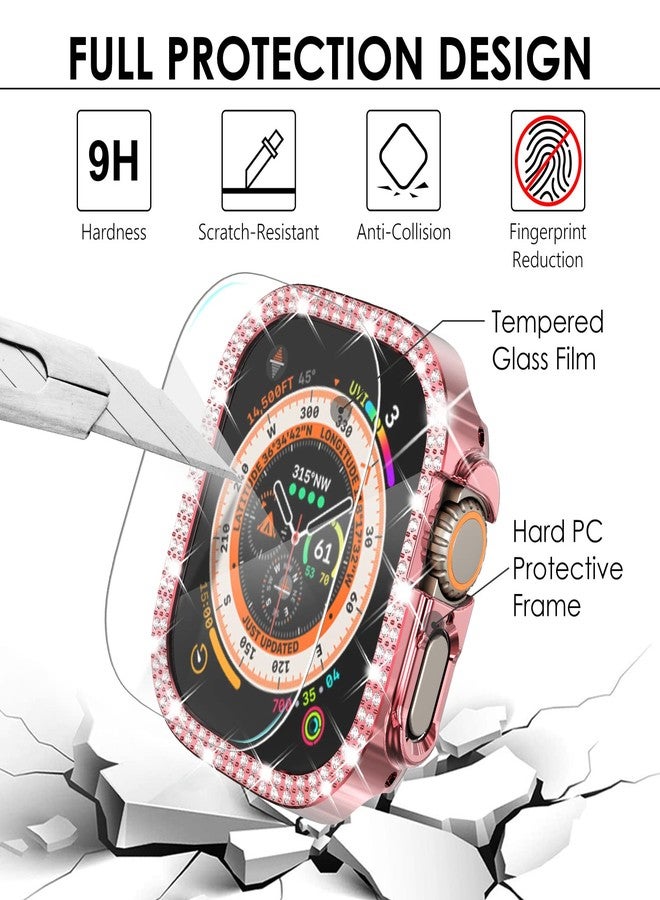 WINGLE [6+6-Pack Compatible with Apple Watch Ultra 2 Case 49 mm with Tempered Glass Screen Protector, Bling Protective Face Cover Crystal Diamond Covers Rhinestone Bumper for Apple Watch iWatch - Image 3