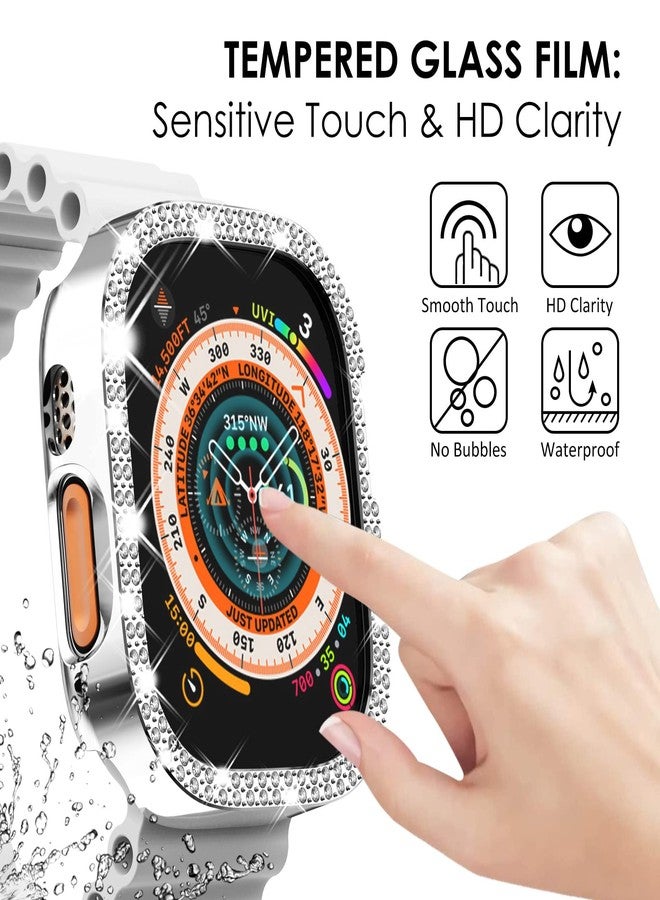 WINGLE [6+6-Pack Compatible with Apple Watch Ultra 2 Case 49 mm with Tempered Glass Screen Protector, Bling Protective Face Cover Crystal Diamond Covers Rhinestone Bumper for Apple Watch iWatch - Image 4