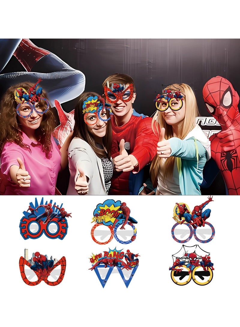 12pcs Superhero party decorations glasses paper tableware kids birthday party paper eye mask set kids cosplay eye patches Spiderman paper masks hot Hallwoon party masks party prop - Image 2