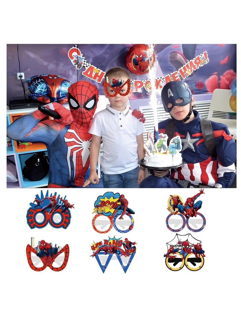 12pcs Superhero party decorations glasses paper tableware kids birthday party paper eye mask set kids cosplay eye patches Spiderman paper masks hot Hallwoon party masks party prop - Image 3