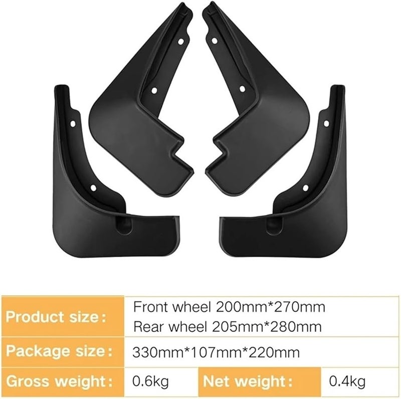 4 قطع واقيات الطين السوداء للسيارة، للأجنحة الأمامية والخلفية لسيارة كيا نيرو HEV 2023 2024 - Image 5