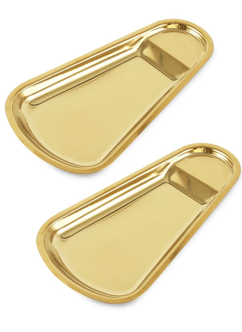 Excefore 2 Pack Gold Stainless Steel Spoon Rest, Spatula Ladle Spoon Utensils Holder, Suitable for Home Kitchen and Coffee Bar Decoration (Gold）  - Image 1