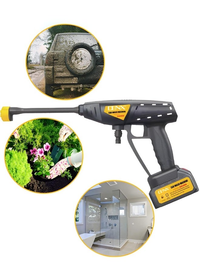 Denx - Cordless High Pressure Electric Washer, Portable Car Washer Pressure Pump, Strong Water Pressure, Long Battery Life, 6 Spray Modes Nozzle, Soap Bottle, Long Water Pipe, Multiple Uses | 180W | DX 1800 - Image 1