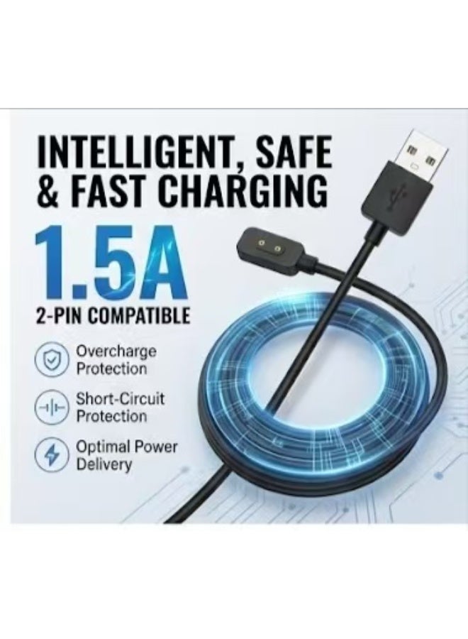 Captaintech 1M Fast Charging USB Cable Compatible with Redmi Watch 5 Lite/Active u0026 Xiaomi Mi Band 9/10 - High-Sensitivity Magnetic Safe Charger Line - Image 2
