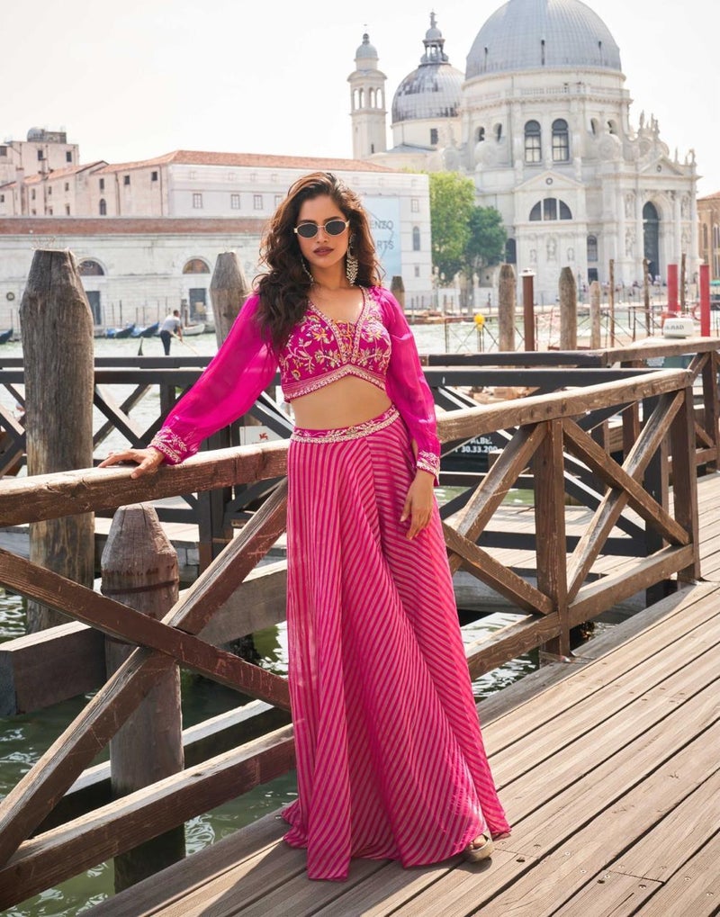 ANAITA Pink Silk Free Size Stitched Suit with Embroidery Work - Image 1