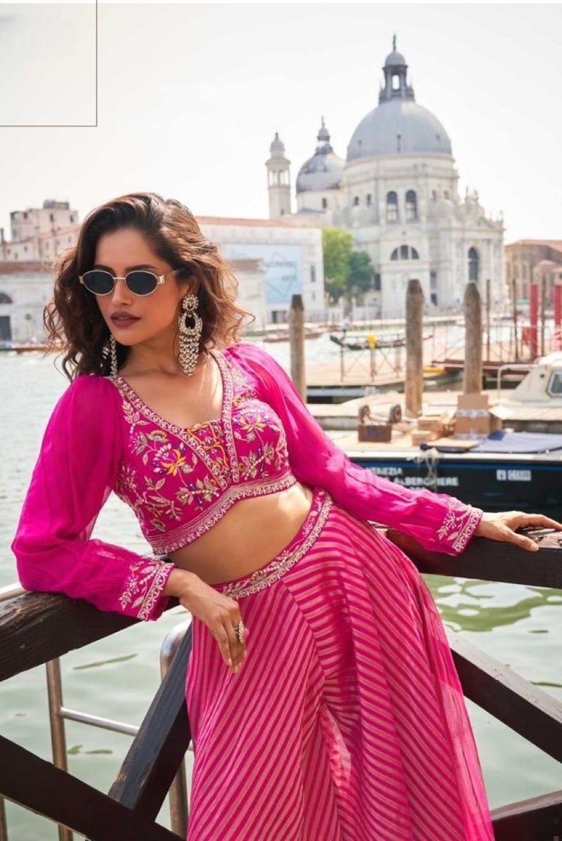 ANAITA Pink Silk Free Size Stitched Suit with Embroidery Work - Image 3