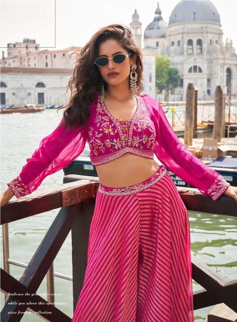 ANAITA Pink Silk Free Size Stitched Suit with Embroidery Work - Image 2