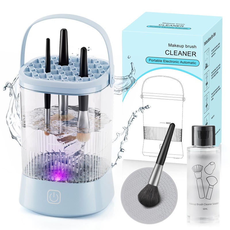 Azang Electric Makeup Brush Cleaner - 9000 RPM Makeup Brush Cleaning Machine, IP65 Waterproof Automatic Makeup Brush Cleaner for Makeup Sponges and Brushes(Blue) - Image 1
