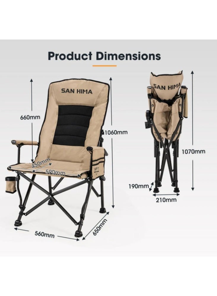 San Hima Luxury Folding Camping Chair Portable Outdoor Thick Padding - Image 2