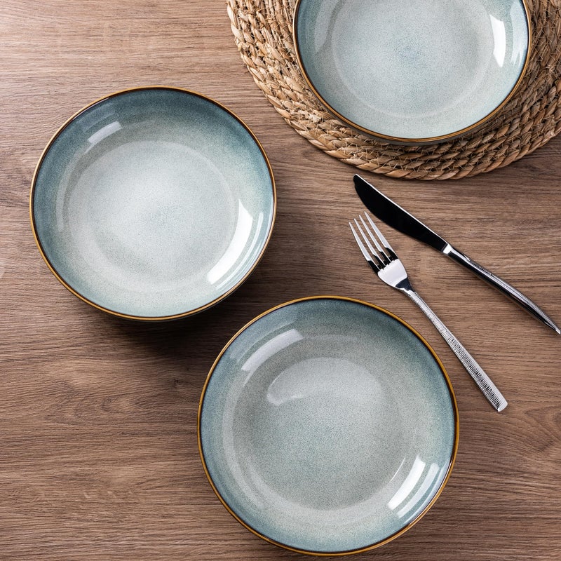 AmorArc 8.5'' Large Pasta Bowls, 36oz Ceramic Pasta Serving Bowls Set of 6 for Kitchen, Wide Bowls for Pasta,Salad,Oatmeal, Microwave Safe, Ocean Blue - Image 2