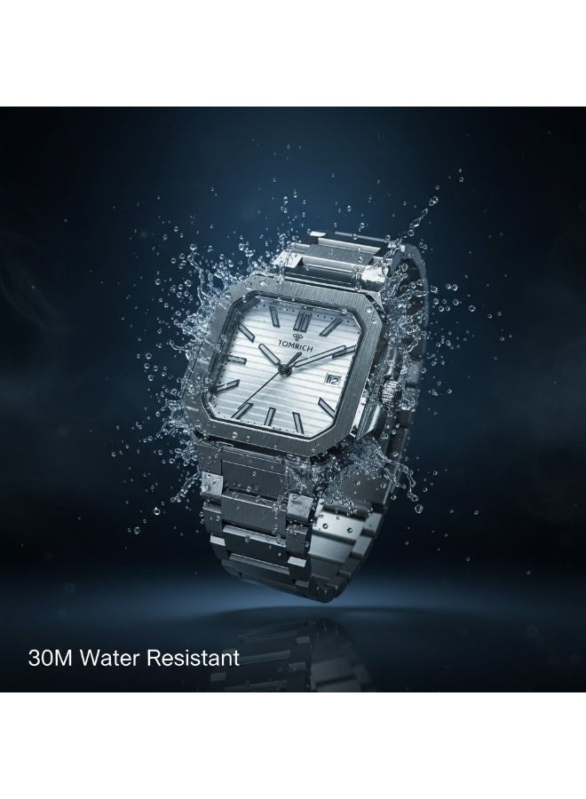 TOMRICH Vertex Men’s Luxury Analog Watch Stainless Steel Square Case White  Dial Wrist Watch TR1002M - Image 3