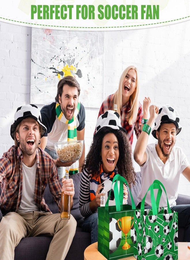 أكياس هدايا حفلات كرة القدم من ميني إنفلات، 24 قطعة، أكياس هدايا غير منسوجة لكرة القدم مع 24 قطعة من أساور كرة القدم، أكياس حلوى قابلة لإعادة الاستخدام بمقابض، لوازم حفلات كرة القدم - Image 2
