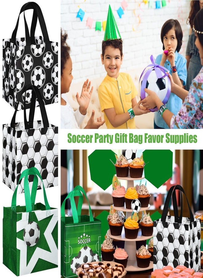 أكياس هدايا حفلات كرة القدم من ميني إنفلات، 24 قطعة، أكياس هدايا غير منسوجة لكرة القدم مع 24 قطعة من أساور كرة القدم، أكياس حلوى قابلة لإعادة الاستخدام بمقابض، لوازم حفلات كرة القدم - Image 5