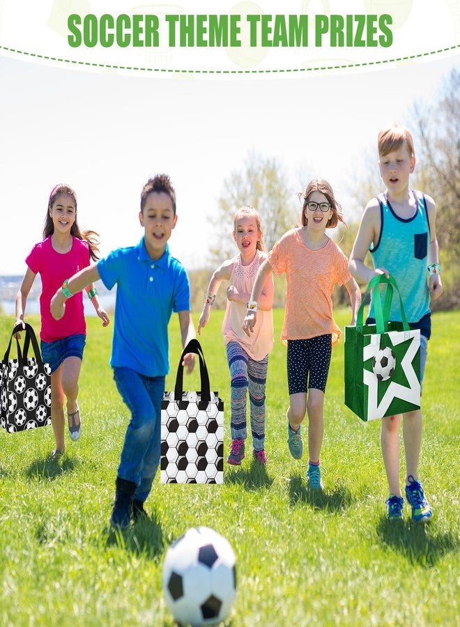 أكياس هدايا حفلات كرة القدم من ميني إنفلات، 24 قطعة، أكياس هدايا غير منسوجة لكرة القدم مع 24 قطعة من أساور كرة القدم، أكياس حلوى قابلة لإعادة الاستخدام بمقابض، لوازم حفلات كرة القدم - Image 4