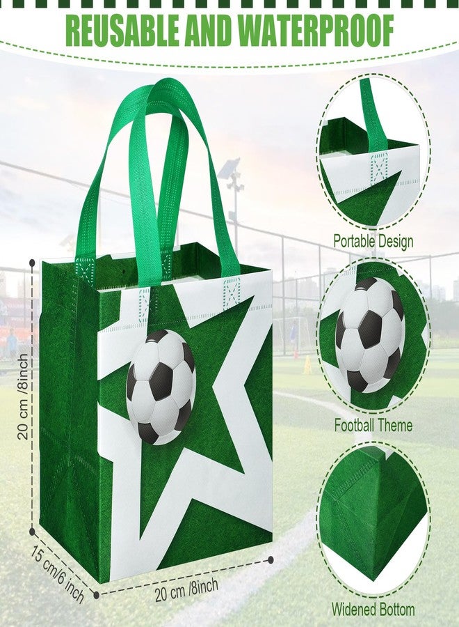 أكياس هدايا حفلات كرة القدم من ميني إنفلات، 24 قطعة، أكياس هدايا غير منسوجة لكرة القدم مع 24 قطعة من أساور كرة القدم، أكياس حلوى قابلة لإعادة الاستخدام بمقابض، لوازم حفلات كرة القدم - Image 3