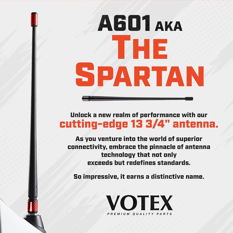 Votex The Spartan 13 3/4 Inch Rubber Antenna for Ford Trucks with Red Carbon Fiber Trim - Image 5