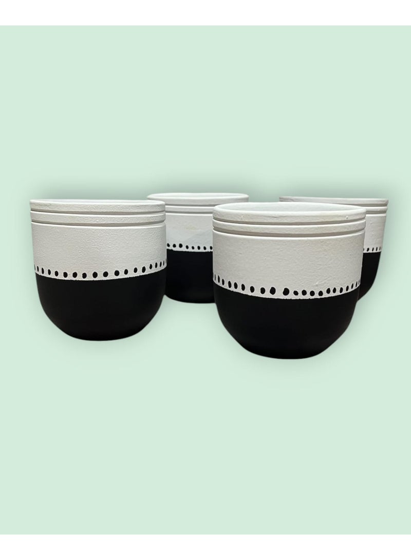 كلور زون بوتري 4 بوت زرع فخار للتلوين و الرسم - مقاس 10 سم لتزيين المكتب واكسسوارات المطبخ وديكور المنزل ، طين محروق - Image 1