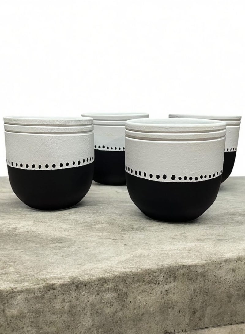 كلور زون بوتري 4 بوت زرع فخار للتلوين و الرسم - مقاس 10 سم لتزيين المكتب واكسسوارات المطبخ وديكور المنزل ، طين محروق - Image 2