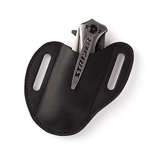 Gentlestache Leather Knife Sheaths for Belt,Folding Knife Belt Sheath, Leather Pocket Knife Sheath, Knife Holster Belt for Folding Knife, Black… - Image 1