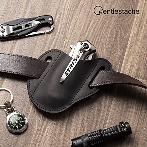 Gentlestache Leather Knife Sheaths for Belt,Folding Knife Belt Sheath, Leather Pocket Knife Sheath, Knife Holster Belt for Folding Knife, Black… - Image 4